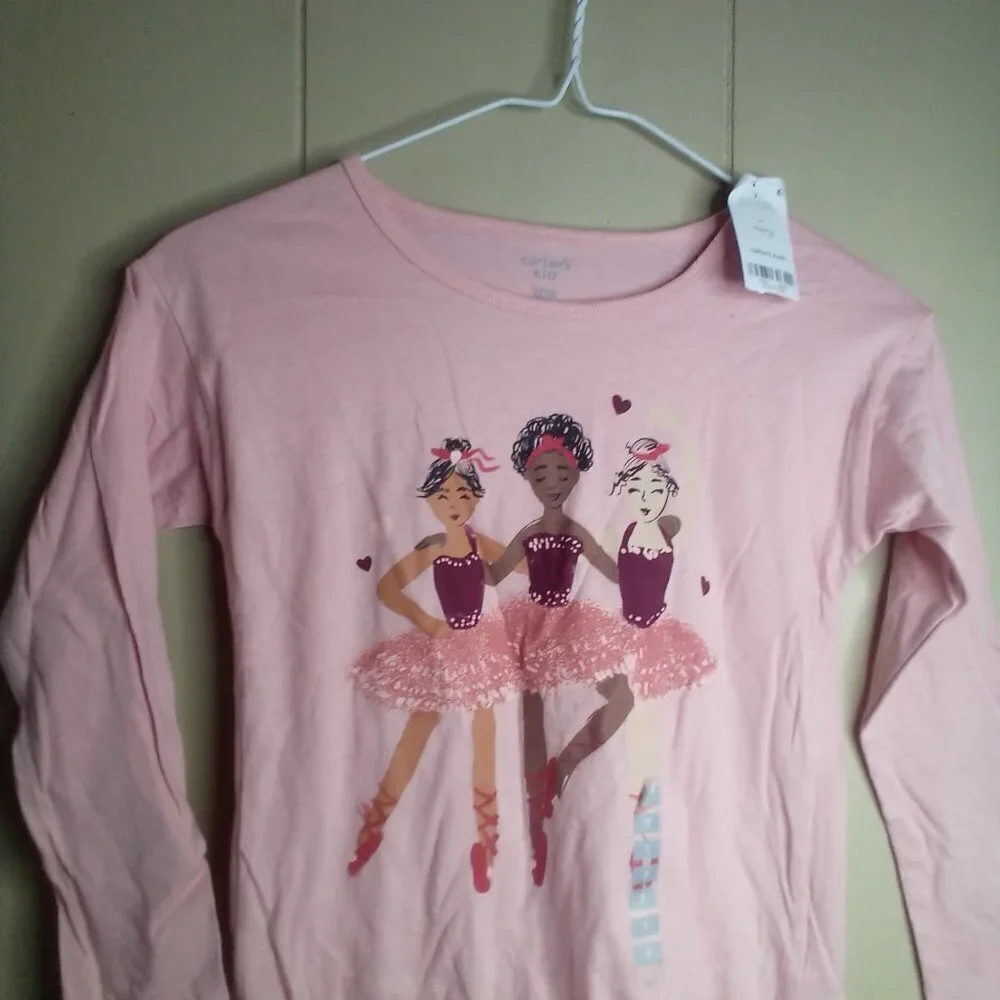 Carter's Kids Long Sleeve Shirt 7 Pink Ballerina Dance